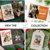 毛皮と明るい陽気なクリスマス犬ペットの毛皮 シーズンポストカード