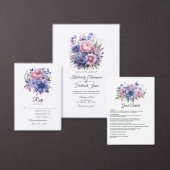 花びらピンク、コーンフラワーブルー&モーヴフローラ結婚ズ 招待状 (この独立クリエイターのコレクションをカスタマイズ。)