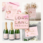 Pink Gold Petals and Prosecco Bridal Shower 紙コップ