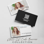 プロフェッショナルシンプルQRコード写真青 名刺