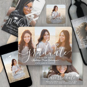 卒業写真 & エレガントな白いスクリプト クラス年 ラウンドシール