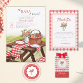 Picnic Summer Red Gingham Baby Shower Thank You