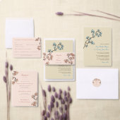 ピンク梅/桃の花エレガント婚約パーティ 招待状 (この独立クリエイターのコレクションをカスタマイズ。)