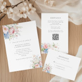 Pastel Pink & Blue Floral Spring Wedding Menu メニュー