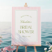 Pink & Green Stripes Bridal Shower スタンダードカクテルナプキン
