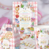 Pink Alice in Wonderland Tea for Two Birthday   ラッピングペーパー