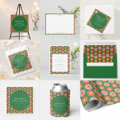 レトロ ピンク グリーン フラワー キュート ブライズ シャワー カスタム サンキューカード