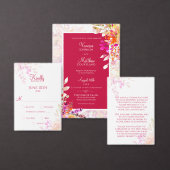 ピンクとオレンジの水彩花エレガントな結婚式 出欠カード (この独立クリエイターのコレクションをカスタマイズ。)