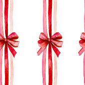 ピンクと赤の弓フォトクリスマス シーズンカード