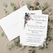 ピンク&ホワイトフローラカトリック結婚式招待状 招待状 (この独立クリエイターのコレクションをカスタマイズ。テスト)