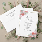 ピンクと白結婚牡丹 招待状 (この独立クリエイターのコレクションをカスタマイズ。テスト)