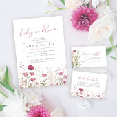 Pink Baby In Bloom Wildflower Shower Favor Sign ポスター