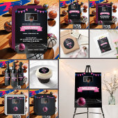 ピンクバスケットボールベビーシャワーパーティー 招待状