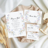 ピンクブルーワイルドフラワー春夏の男女別リビール 招待状