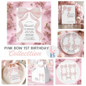 plate Pink Bow Paper Plate 1st birthday ペーパープレート