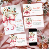 Soft Pink Floral Bow Baby in Bloom Girl Shower アクリル招待状
