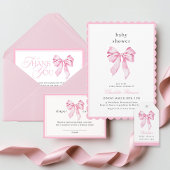 Elegant Pink Bow Baby Shower  スタンダードカクテルナプキン