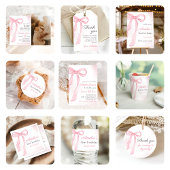 コケットウォーターカラーピンクキュートボウ誕生日 ラウンドシール