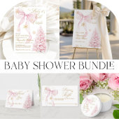 Pink Bow Cold Outside Baby Shower Diaper エンクロージャーカード