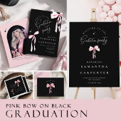 Pink Bow photo black background elegant graduation ペーパープレート