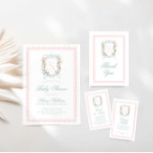 Pink Bow Floral Crest Books for Baby エンクロージャーカード