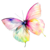 パステルレインボーカラーの繊細なピンクの蝶 バッジ