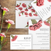 ピンクカーネーションズラックスモダンフローラカスタム オールインワン招待状