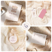 Pastel Pink Cute Carousel Girl Baby Shower ラベル
