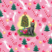 ピンクのクリスマス猫 キーホルダー