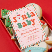 ピンクの推測ママ年齢クリスマスベビーシャワーゲームカード 招待状