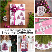 ピンククリスマスツリーガーリーグラムフラットホリデーカード シーズンカード