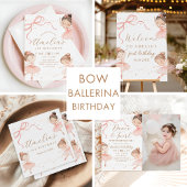 Pink Our Little Ballerina Ballet Birthday Party 招待状