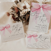 ピンクコケットボウデイトナイトブライダルシャワー エンクロージャーカード