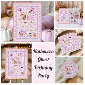 かわいいハロウィンの幽霊の1歳の誕生日 招待状