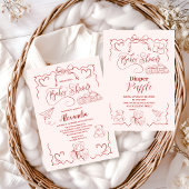 ピンクのドードルトイバーブベビーシャワー 招待状