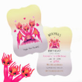 Pink Birthday Dragon them 招待状