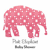 Pretty Pink Elephant ベビーシャワー 招待状