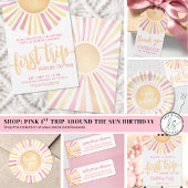 ピンクの最初ののまわりに旅The Sun 1st Birthday スタンダードカクテルナプキン