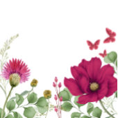 Pink Butterfly & Floral Watercolor Sticker ラウンドシール