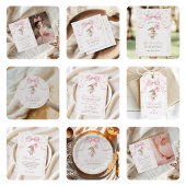 Pink Floral Coquette Bow Bunny 1st Birthday ラウンドシール