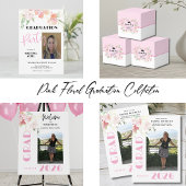 Photo Pink Floral Graduation Party Invitation 招待状