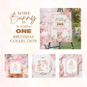 Cute Pink Floral Some Bunny Turning One Birthday スクエアシール