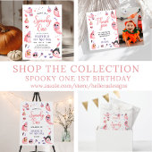 不気味1ピンクハロウィーン幽霊第1フォト誕生日 サンキューカード