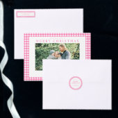 Pink Gingham Return Address ラベル