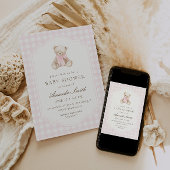 Pink Gingham Teddy Bear Favors & Treats ポスター