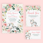 ピンク金ゴールドフローラカウガールベビーシャワー 招待状