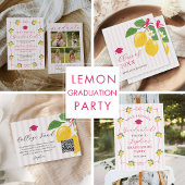 Pink Freshly Lemon Citrus Graduation Decor タペストリー