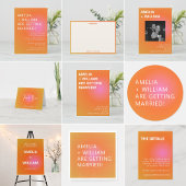 Retro Orange Pink Bold Gradient Modern Wedding  セーブザデート