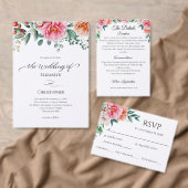 ピンクピーチ牡丹フローラ緑ブライダルシャワー 招待状 (この独立クリエイターのコレクションをカスタマイズ。)