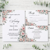 Pink Poinsettia floral RSVP card (この独立クリエイターのコレクションをカスタマイズ。)